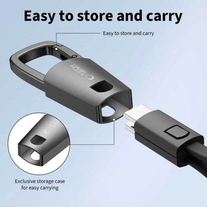 USB-C laidas su raktų pakabuku 60 W pilkas