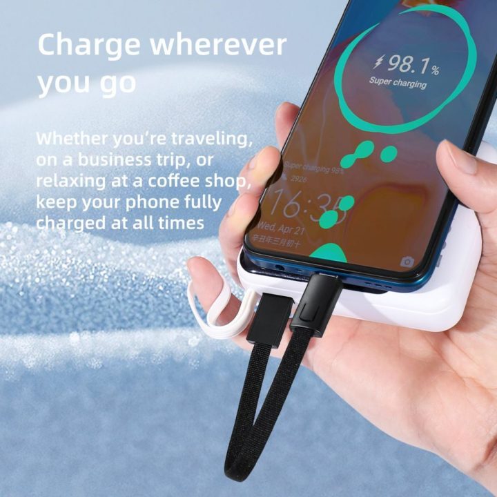 USB-C laidas su raktų pakabuku 60 W pilkas