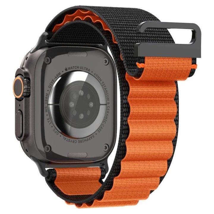 Išmaniojo laikrodžio dirželis Apple Watch 44/45/46/49 mm juodas ir oranžinis Spigen