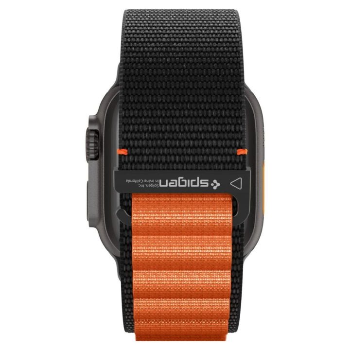 Išmaniojo laikrodžio dirželis Apple Watch 44/45/46/49 mm juodas ir oranžinis Spigen