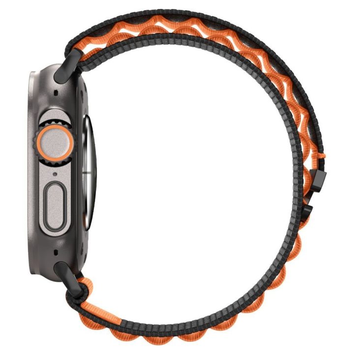 Išmaniojo laikrodžio dirželis Apple Watch 44/45/46/49 mm juodas ir oranžinis Spigen