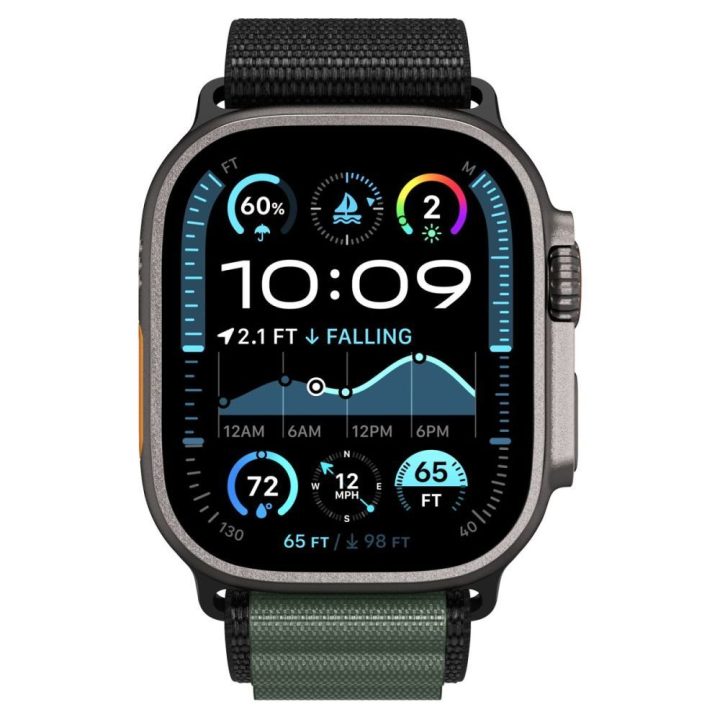 Išmaniojo laikrodžio dirželis Apple Watch 44–49 mm juodas ir žalias Spigen