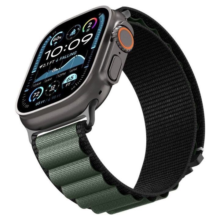 Išmaniojo laikrodžio dirželis Apple Watch 44–49 mm juodas ir žalias Spigen