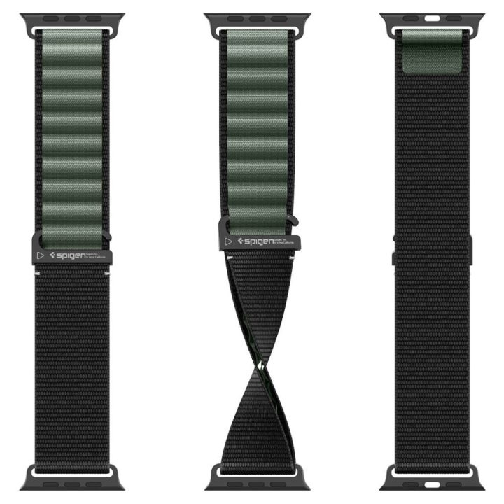 Išmaniojo laikrodžio dirželis Apple Watch 44–49 mm juodas ir žalias Spigen