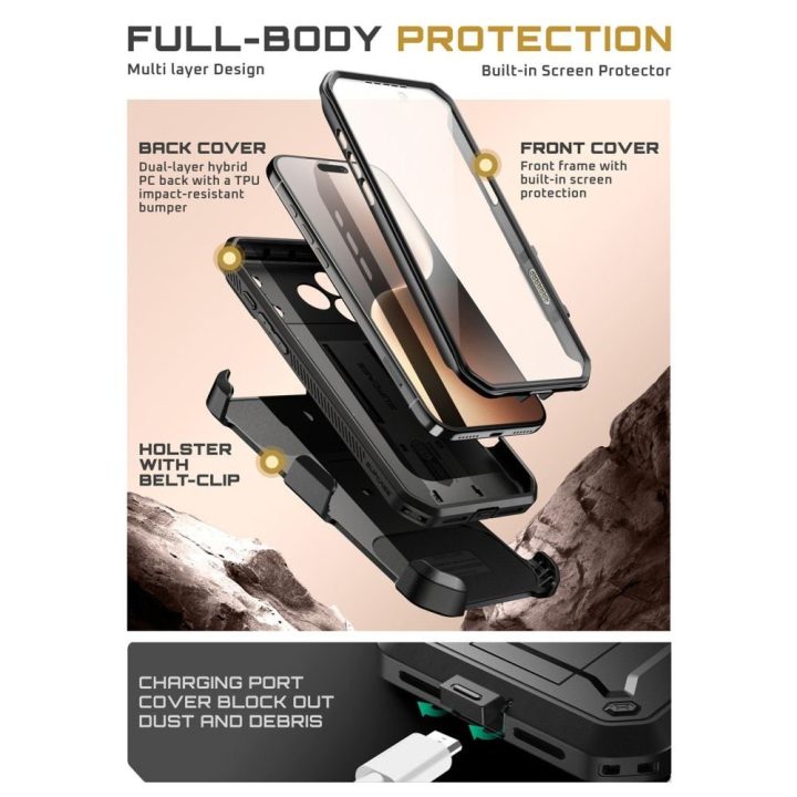Telefono dėklas iPhone 17 Pro juodas atsparus smūgiams Supcase