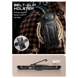 Telefono dėklas iPhone 17 Air juodas atsparus smūgiams Supcase