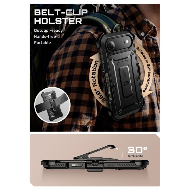 Telefono dėklas iPhone 17 Air juodas atsparus smūgiams Supcase