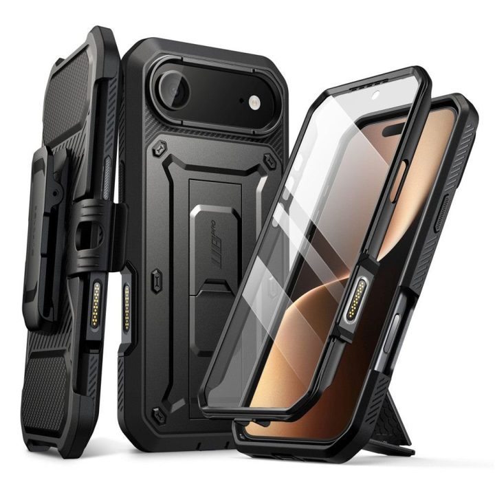 Telefono dėklas iPhone 17 Air juodas atsparus smūgiams Supcase