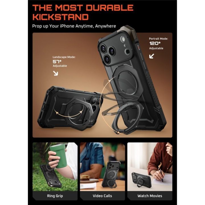 Telefono dėklas iPhone 17 Pro Max juodas MagSafe Supcase