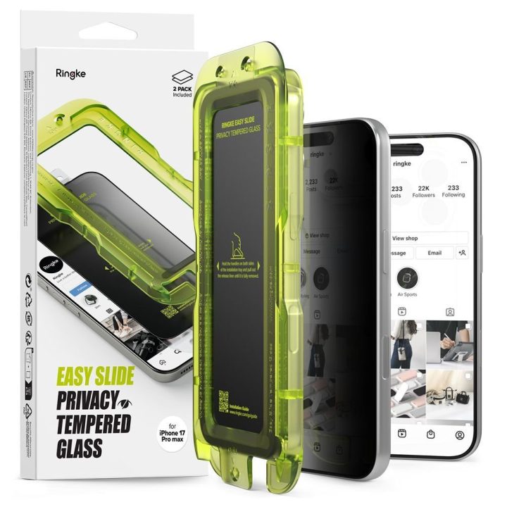 Grūdintas stiklas iPhone 17 Pro Max privatumo 2 vnt. Ringke