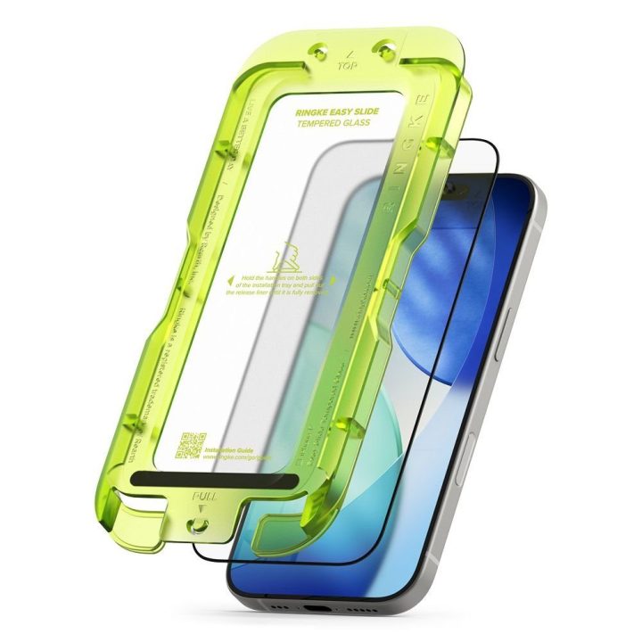 Grūdintas stiklas iPhone 17 juodas 2 vnt. Ringke Easy Slide