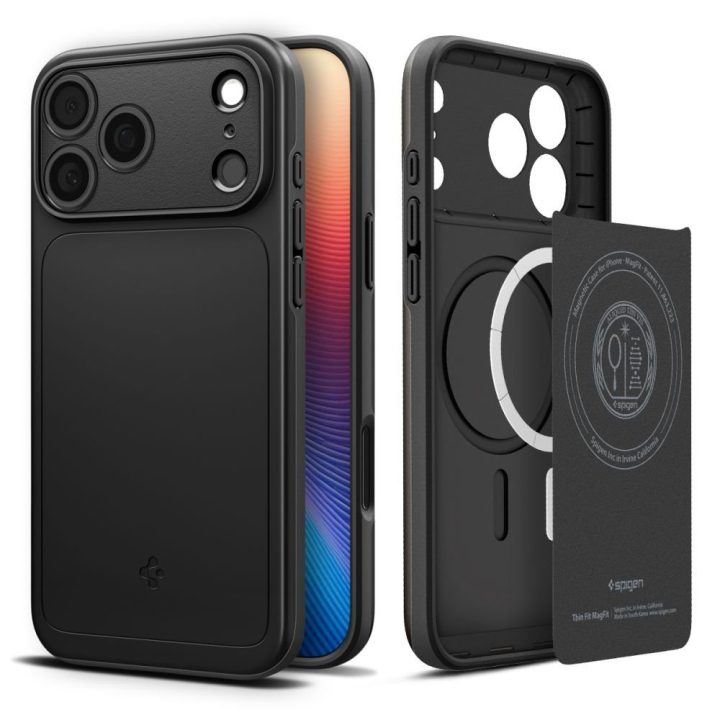 Telefono dėklas iPhone 17 Pro juodas MagSafe Spigen Thin Fit