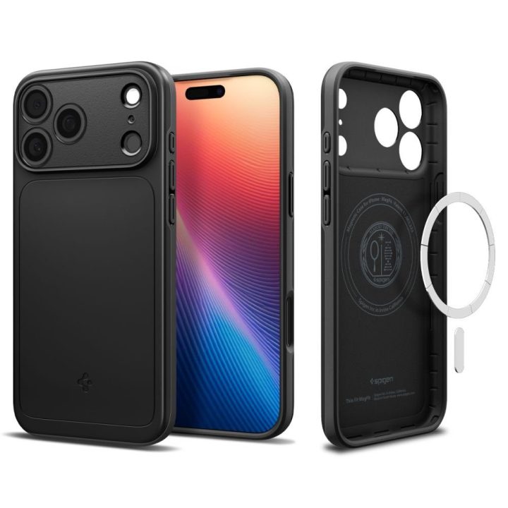 Telefono dėklas iPhone 17 Pro juodas MagSafe Spigen Thin Fit