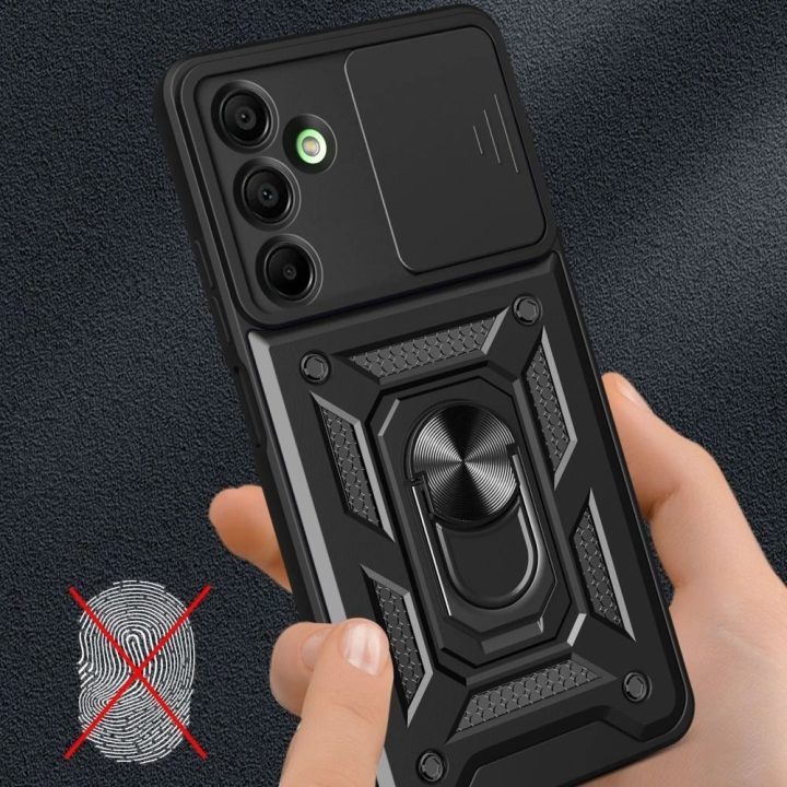 Telefono dėklas Samsung Galaxy A17 juodas su stovu CamShield Pro