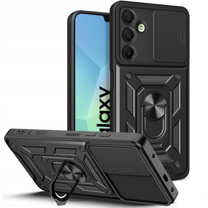 Telefono dėklas Samsung Galaxy A17 juodas su stovu CamShield Pro