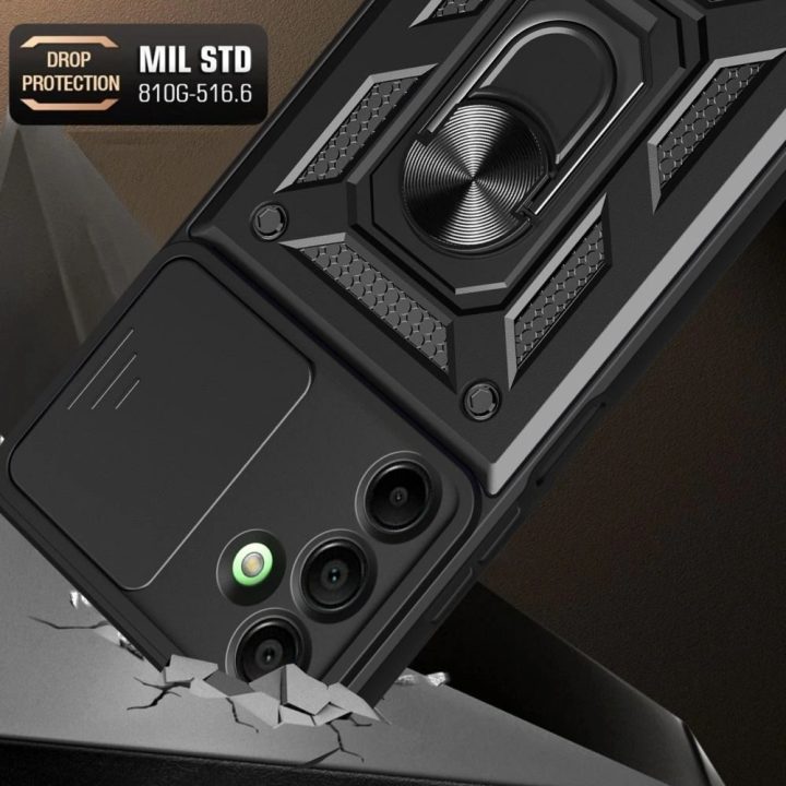 Telefono dėklas Samsung Galaxy A17 juodas su stovu CamShield Pro