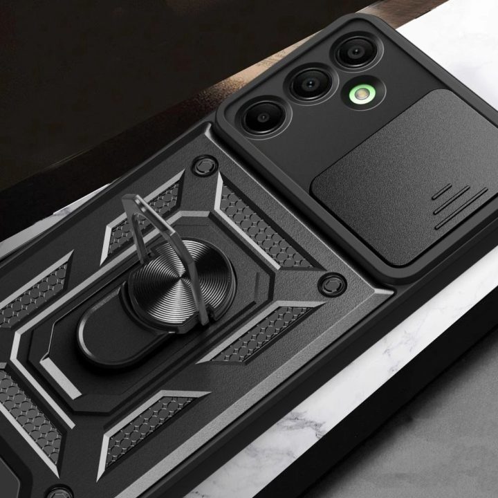 Telefono dėklas Samsung Galaxy A17 juodas su stovu CamShield Pro