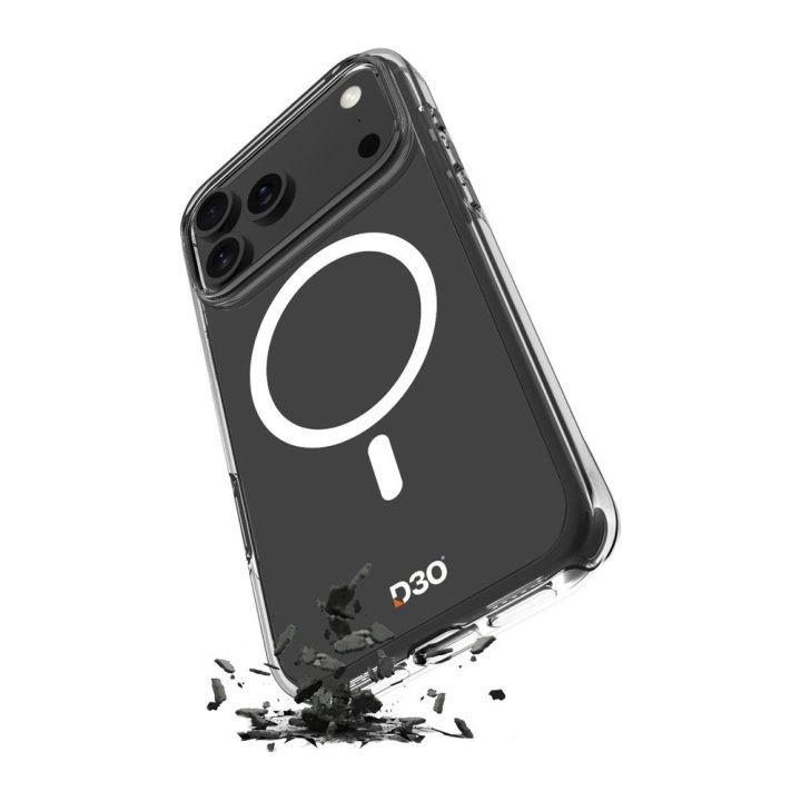 Telefono dėklas iPhone 17 Pro Max skaidrus D3O MagSafe Puro