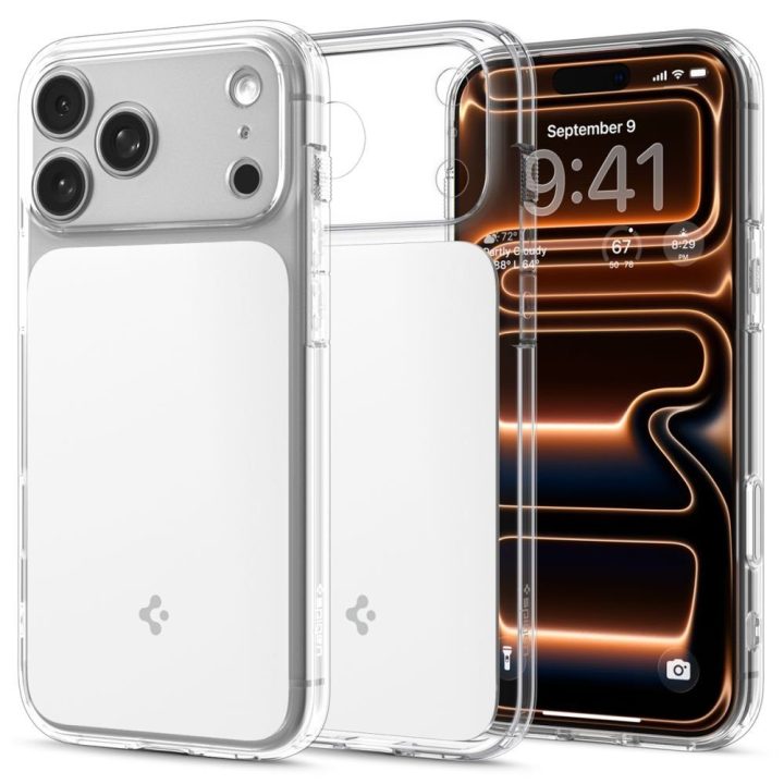 Telefono dėklas iPhone 17 Pro Max skaidrus baltas MagSafe Spigen