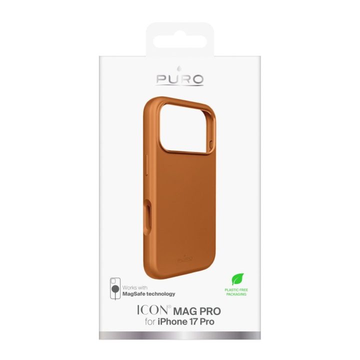 Telefono dėklas iPhone 17 Pro oranžinis silikoninis MagSafe Puro