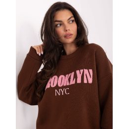 Džemperis moteriškas rudas su užrašu Brooklyn NYC
