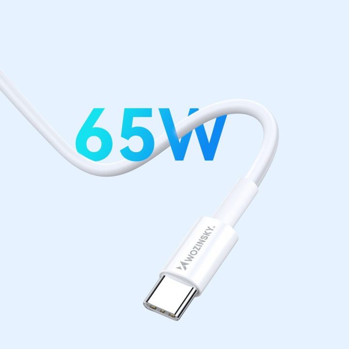 Kroviklis 65 W GaN su USB-C kabeliu baltas