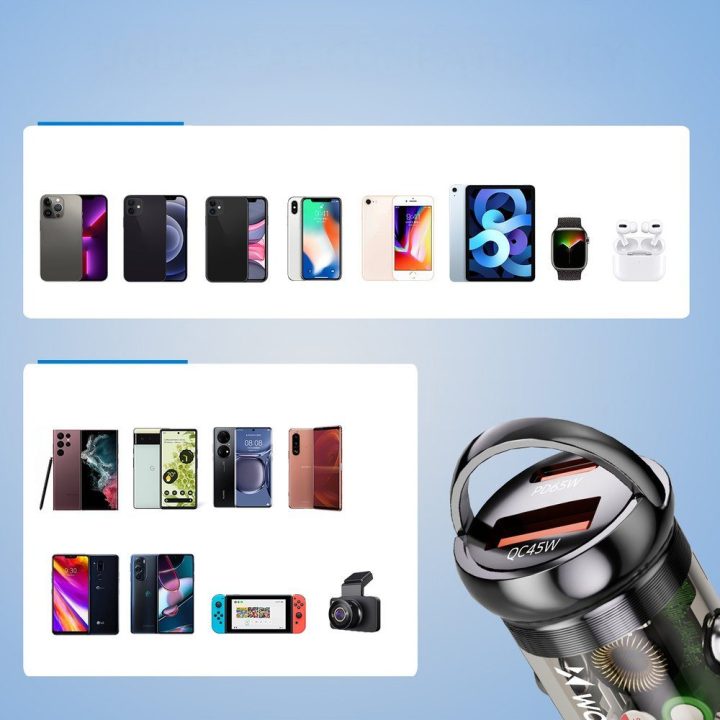 Automobilinis kroviklis 65 W USB-C PD / USB-A QC 3.0 juodas