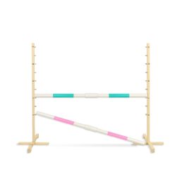 Šuolių kliūtis hobby horsing 160×120 cm su dviem kartelėmis mentos ir šviesiai rožinė