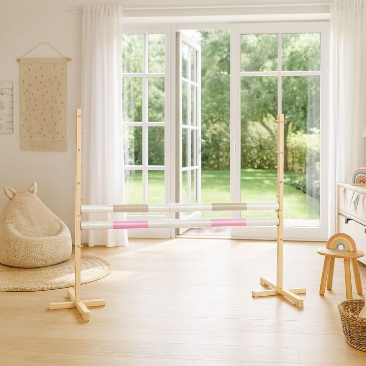 Šuolių kliūtis hobby horse 160×120 cm smėlio ir šviesiai rožinė
