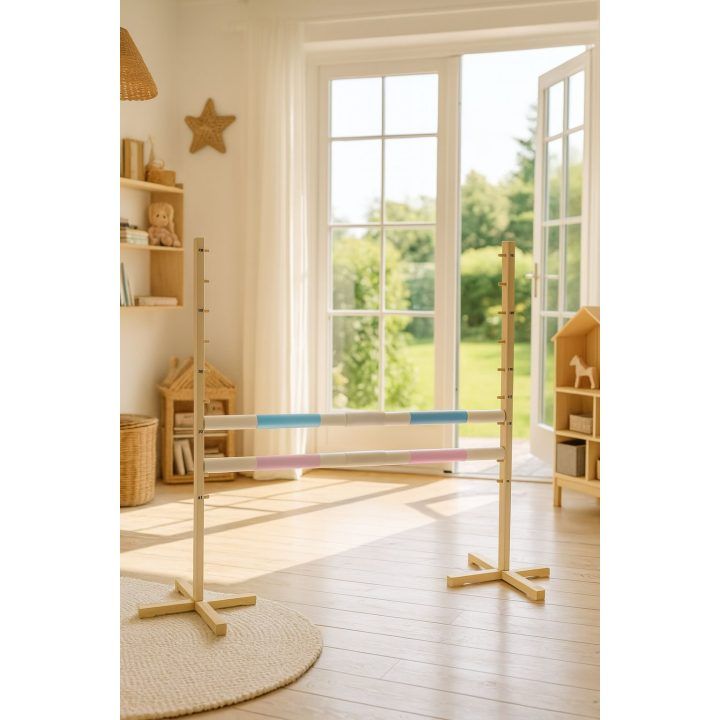 Šuolių kliūtis Hobby Horse 160×120 cm su dviem kartelėmis mėlyna ir rožinė