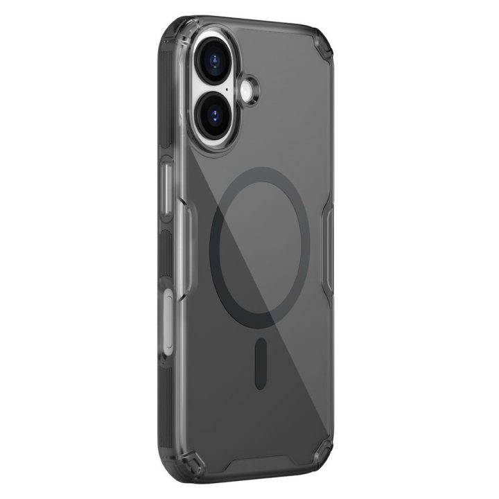 Telefono dėklas iPhone 17 permatomas juodas MagSafe Nillkin