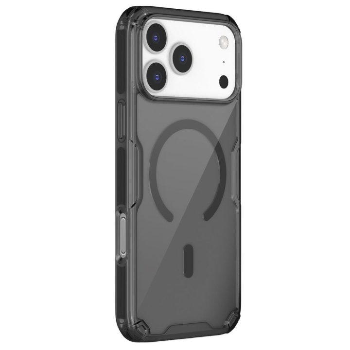 Telefono dėklas iPhone 17 Pro Max juodas permatomas MagSafe Nillkin