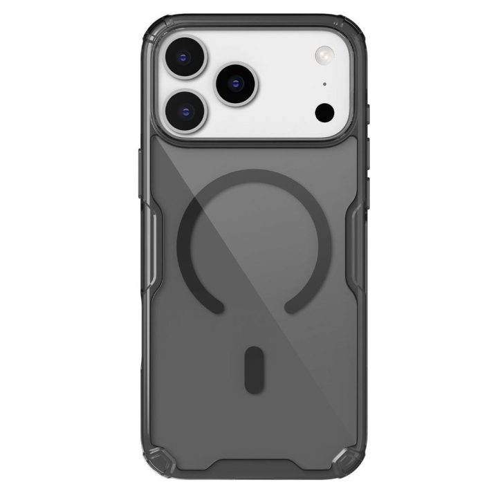 Telefono dėklas iPhone 17 Pro Max juodas permatomas MagSafe Nillkin