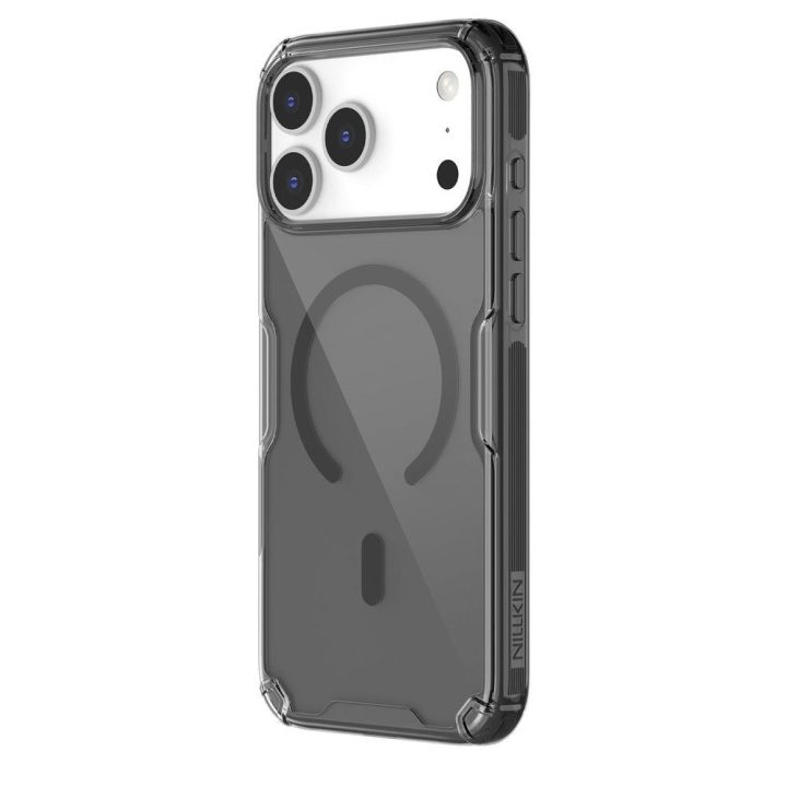 Telefono dėklas iPhone 17 Pro Max juodas permatomas MagSafe Nillkin