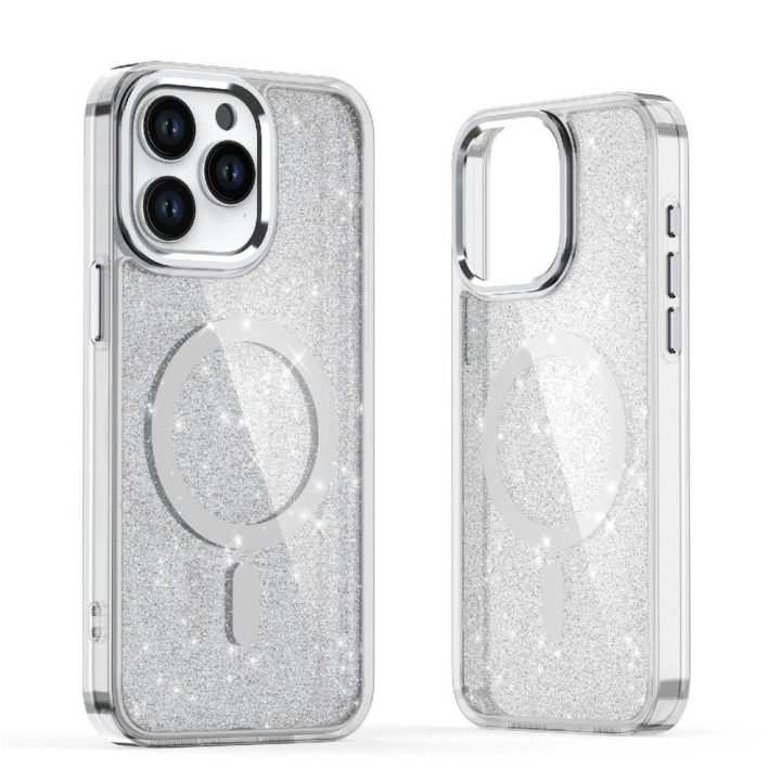 Telefono dėklas iPhone 17 Pro Max blizgus pusiau skaidrus MagSafe