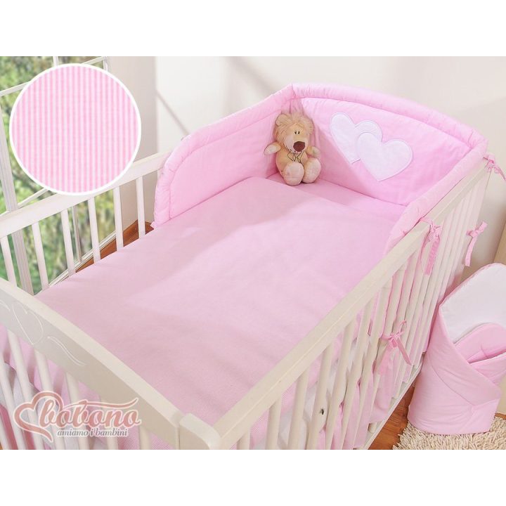 Vaikiška patalynės užvalkalų komplektas rožinis dryžuotas 2 dalių Hanging Hearts