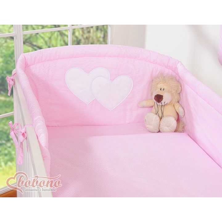 Vaikiška patalynės užvalkalų komplektas rožinis dryžuotas 2 dalių Hanging Hearts