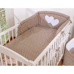 Patalynės komplektas kūdikiui 2 dalių smėlio spalvos su baltais taškeliais Hanging Hearts