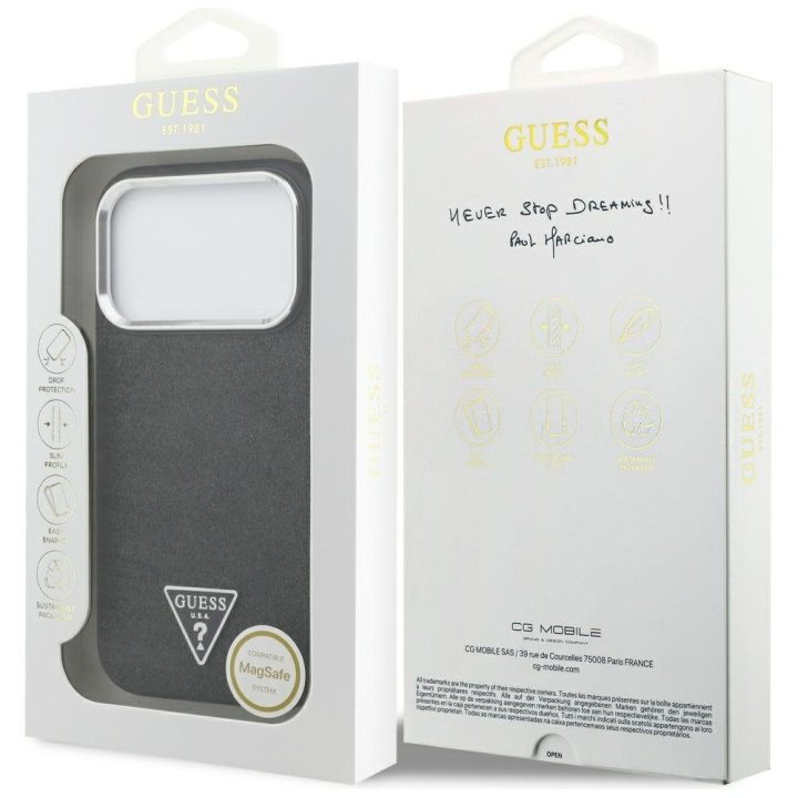 Telefono dėklas iPhone 17 Pro juodas blizgus MagSafe Guess