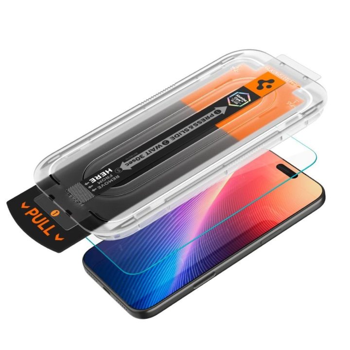 Grūdintas stiklas iPhone 16 Pro / 17 / 17 Pro skaidrus Spigen