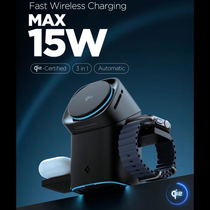 Belaidis kroviklis 3 in 1 QI2 juodas Spigen Essential EF223MS