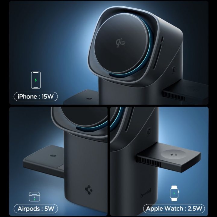 Belaidis kroviklis 3 in 1 QI2 juodas Spigen Essential EF223MS