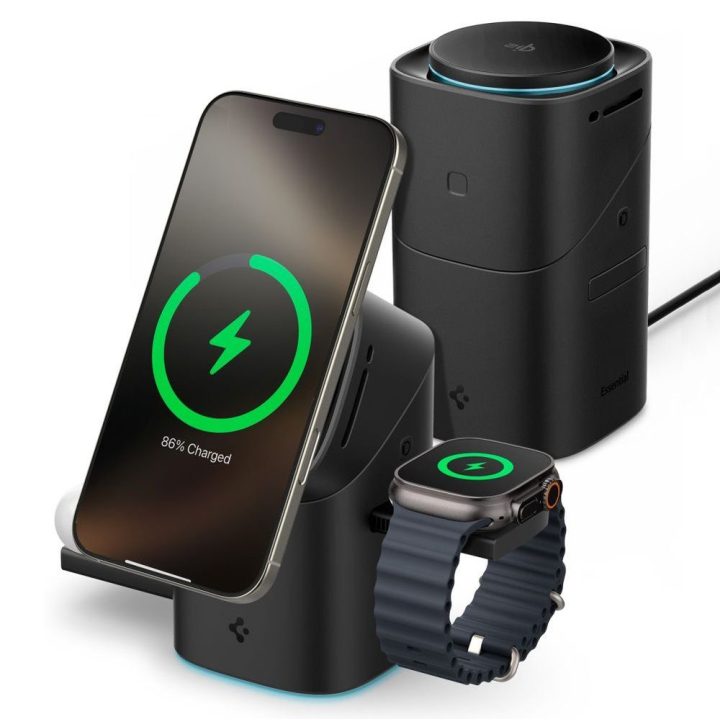 Belaidis kroviklis 3 in 1 QI2 juodas Spigen Essential EF223MS