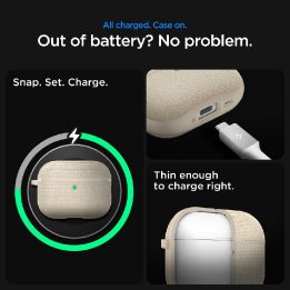 Ausinių dėklas AirPods 3 smėlio spalvos audinys Spigen