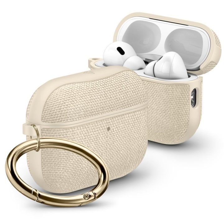 Ausinių dėklas AirPods 3 smėlio spalvos audinys Spigen