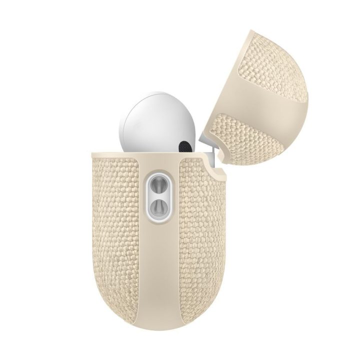 Ausinių dėklas AirPods 3 smėlio spalvos audinys Spigen