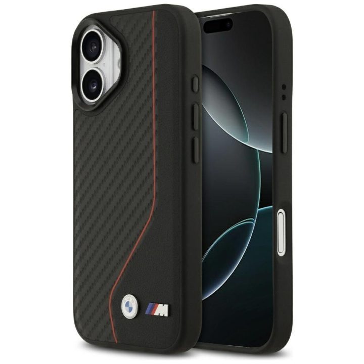 Telefono dėklas iPhone 17 juodas MagSafe BMW M Carbon Line