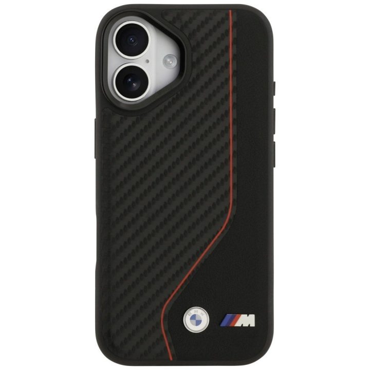 Telefono dėklas iPhone 17 juodas MagSafe BMW M Carbon Line