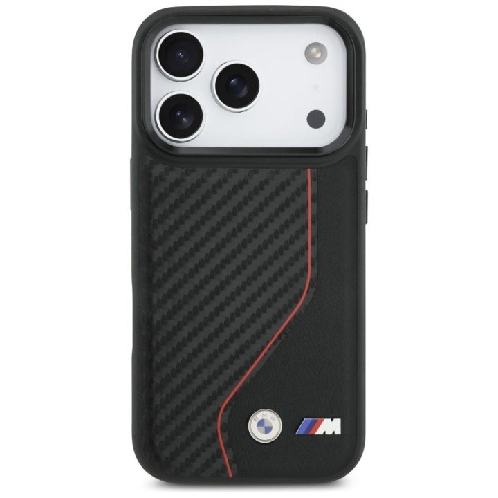Telefono dėklas iPhone 17 Pro juodas anglies dizaino MagSafe BMW