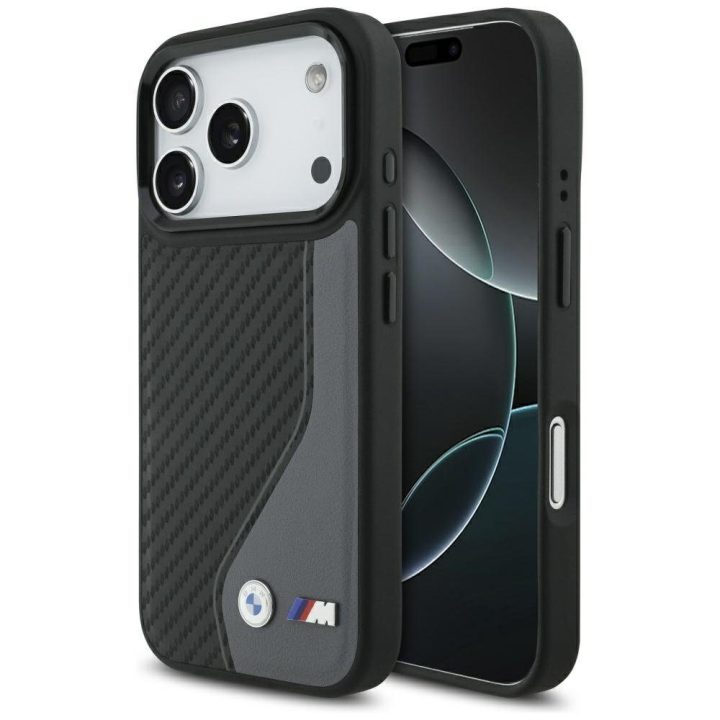 Telefono dėklas iPhone 17 Pro grafito spalvos MagSafe BMW M Carbon Logo
